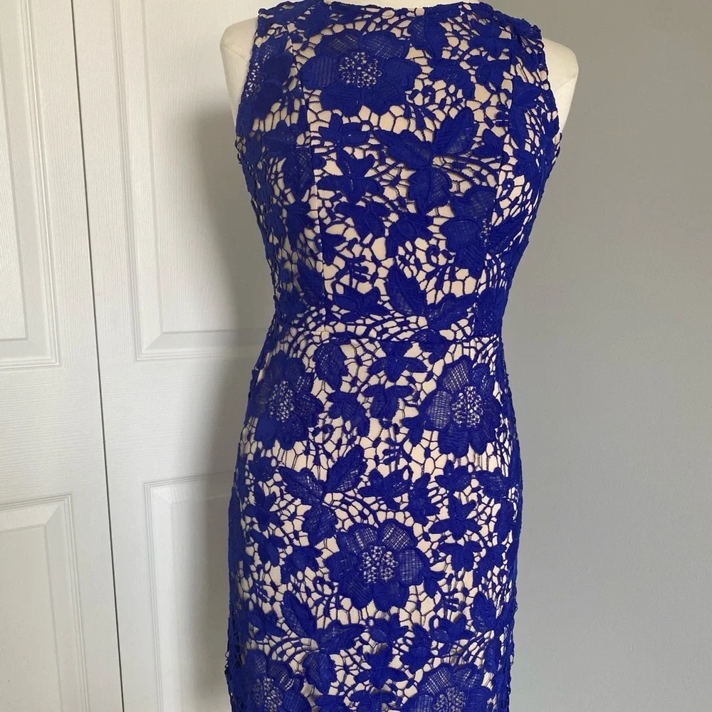 Blue Lace Shift Dress